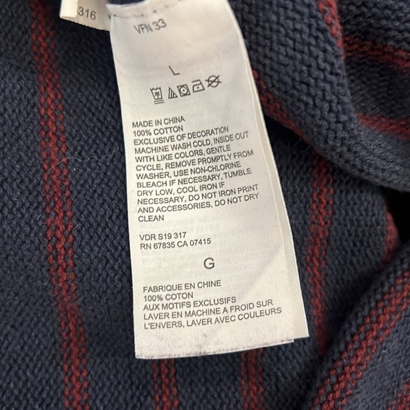 Nautica Navy Stripe V-Neck Pullover Sweater Thick 100% Cotton Long Sleeve Large - Picture 13 of 13